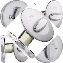 Interior rotating chrome satin plated key - free door lock for front entrance with bolt and adapter no exterior installation - ‎Cromo satinado - Ver 1