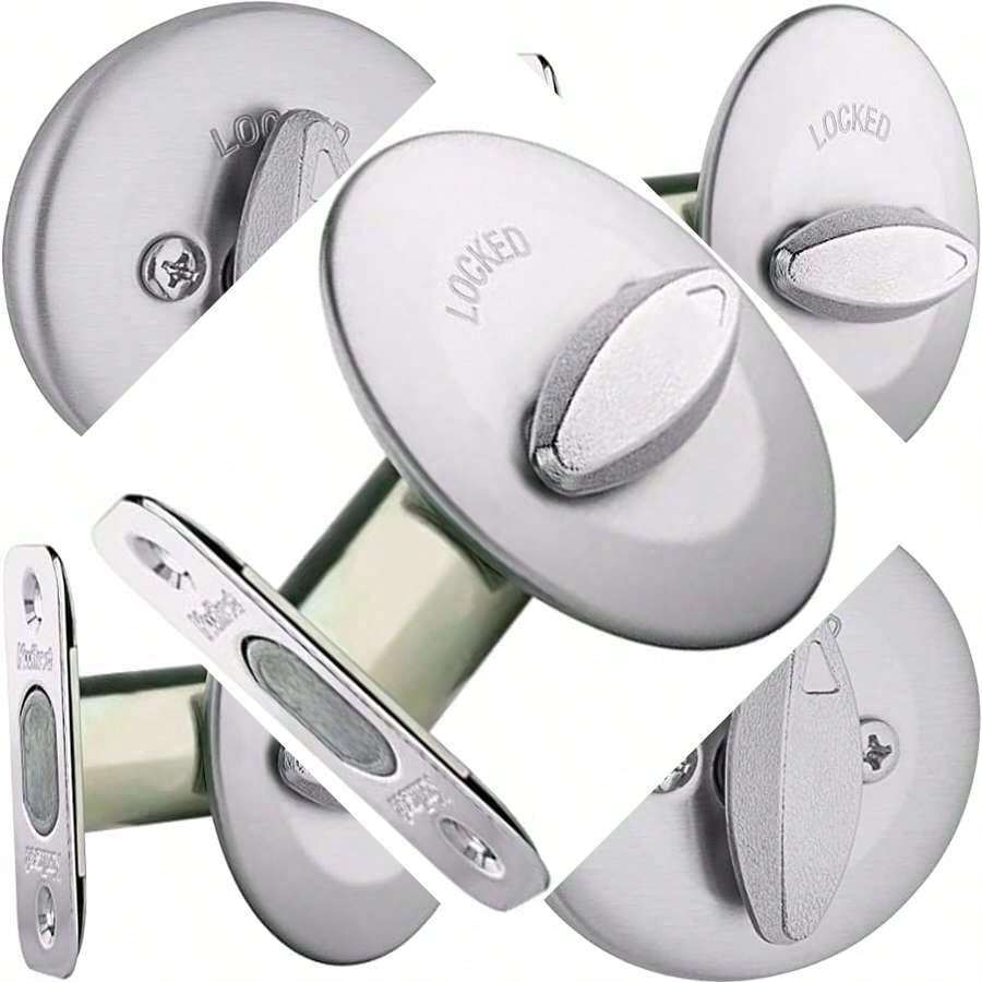 Interior rotating chrome satin plated key - free door lock for front entrance with bolt and adapter no exterior installation - Cromo satinado - Ver 1