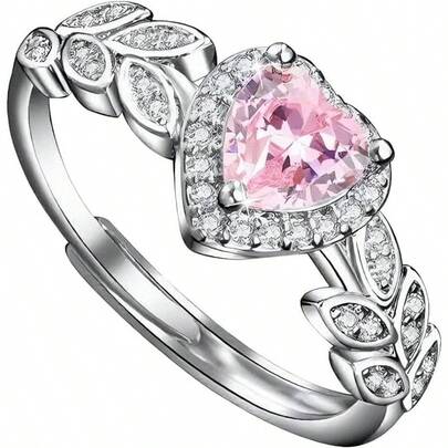 Beautiful Pink Heart Ring, Adjustable Opening Size Ring Women, Adjustable Ring Jewelry, Best Birthday And.