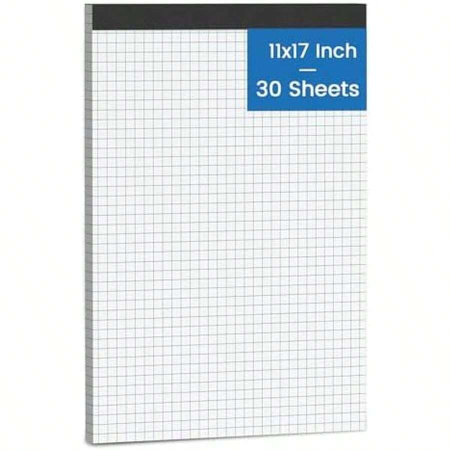 11x17 Graph Paper Pad, 4x4 Quad Ruled, 30 Sheets Large Graphing Paper 11'' X 17'' Engineering Paper, Blueprint Quadrille Grid Paper Blue Lines For Drawings, Drafting, Engineering Drawing, And Planning - 1 包 - 11 x 17 英吋 - 30 張 - 白色 - 查看 1