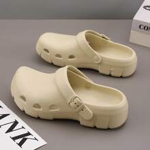 Men's Slip-On Slippers, Casual Couple Hollow Thick Bottom Slouchy Mule Shoes, Beach Sandals, Breathable Slides For Men, Autumn/Winter - Khaki - View 2