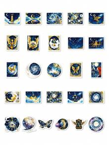 50张神话宇宙奇异美丽星球花卉创意手册防水贴纸手机壳笔记本贴纸 - 彩色 - 查看 4