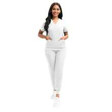 Pijama Quirurgica Conjunto Medico Anti Fluidos Jogger, Scrub - Blanco - Ver 6