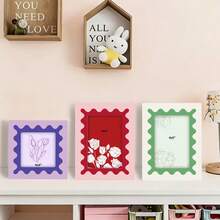 1pc Colorful Wavy Pattern Photo Frame, 4x4/4x6 Inch Creative Frame Design, Suitable For Home Decor, Displaying Family/Friend Photos, Mother's Day Gift, Parent-Child Photos (Photo Not Included) - 彩色 - 查看 2