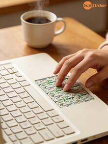 1张清新花卉图案贴纸，笔记本电脑触控板贴纸，PVC材质，自粘，可移除，防尘，防刮，不留残胶，用于笔记本电脑触控板装饰、保护和个性化定制，尺寸：3.54x5.51英寸 - 彩色 - 查看 4