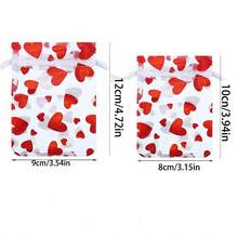 50pcs Heart-Shaped Gift Bags, Jewelry Storage Pouches, 8*10cm/9*12cm Drawstring Bags, For Jewelry Gifts Packaging, Valentine's Day, Wedding, Holiday Party Supplies