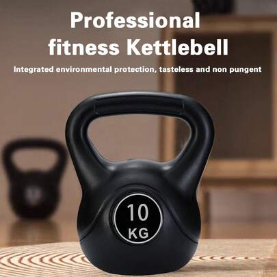 4/6/8/10kg Cement Kettlebell With Shock-Resistant Plastic Coating - Heavy-Duty Design With An Ergonomic Grip, Suitable For Gym Workouts, Training, Squats, Deadlifts, And Swings.