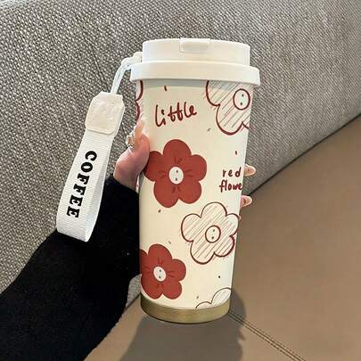 1pc 530ml Water Bottle, Multiple Styles Available, Fashionable & Personalized, With Rope Handle For Easy Carrying, Suitable For Home, Office, Camping & Daily Travel, Can Hold Hot & Cold Beverages, Free Shipping