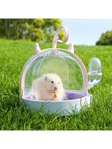 旅行悬挂式仓鼠笼 - 透明便携式笼子，带60毫升水瓶，适用于刺猬/蜜袋鼯，方便观察和保持清洁的栖息地（表面可能存在轻微划痕）