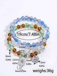 ZIRUISP 2件套情侣手链，男女皆宜，动漫兔子和狐狸串珠手链，胡萝卜爪吊坠手链，可爱卡通人物饰品，情人节送给男友女友的承诺礼物 - 胡蘿蔔冰棍手鍊 - 查看 6