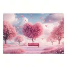 1pc 2D Flat, Modern Romantic Pink Love Scene Painting - Heart Tree Landscape Canvas Wall Art With Pastel Pink & Red Hearts, Framed Poster For Living Room, Bedroom, Bathroom, Office - Valentine's Wedding Anniversary Gift, Home Decor Decoration, Love Wall Decor, Bedroom Artwork, Scene Design, Highdefinition Print, 2D Flat - 金色 - 查看 1