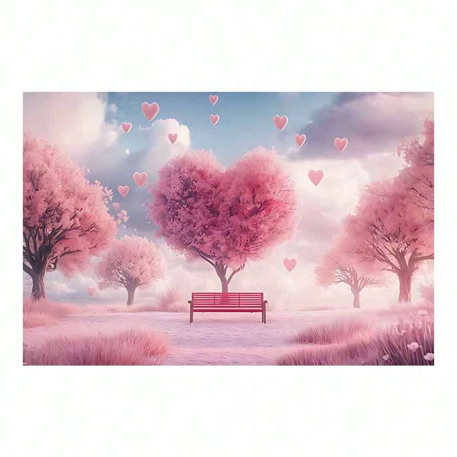 1pc 2D Flat, Modern Romantic Pink Love Scene Painting - Heart Tree Landscape Canvas Wall Art With Pastel Pink & Red Hearts, Framed Poster For Living Room, Bedroom, Bathroom, Office - Valentine's Wedding Anniversary Gift, Home Decor Decoration, Love Wall Decor, Bedroom Artwork, Scene Design, Highdefinition Print, 2D Flat - 金色 - 查看 1