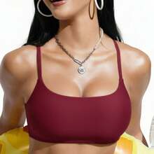 Gym Top Double Band With Removable Pad Thin Strap Zero Transparency Fashion Colors - Granate - Ver 1