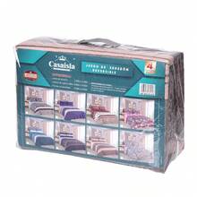 Casaisla Home Collection Juego de Edredón Reversible 4 Piezas con Sábana de Cajón y Fundas de Almohada (Matrimonial y King Size) Seleccione Tamaño y Diseño - Gris Claro - Ver 5