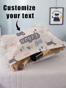 1个定制卡通动物图案灯芯绒洗漱包，旅行时收纳洗漱用品的绝佳选择，可定制您的专属设计，适合儿童和青少年，可印上您自己的名字或兄弟姐妹/同学的名字作为礼物。 - 彩色 - 查看 10