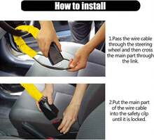 Akozon Bloqueo del Volante, Bloqueo de  Universal del Volante con 2 Llaves Dispositivo de Bloqueo Antirrobo para Bloqueo del Cinturón de  para Automóviles - negro - Ver 3