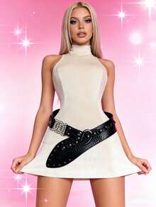 Vintage Inspired Y2K Studded Rhinestone Belt - Edgy Chic Waist Chain For Hot Girls - Multicolor - View 5