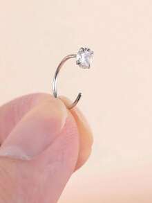 1件装不锈钢C形鼻环，镶嵌立方氧化锆方形鼻钉，银色鼻圈鼻钉，嘻哈朋克风格身体饰品，适合女性和女孩佩戴，女士礼物，适合跳舞、派对、旅行、约会、休闲场合。 - 銀色 - 查看 15