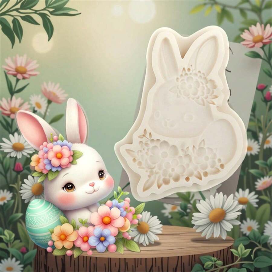 Easter Rabbit Silicone Cake Mold Adorable Bunny Shaped Baking Molding Tool For Chocolate Candy Pastry DIY Decorating - Multicolor - View 1