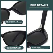 Vintage Cat Eye Frame Optical Wear For Women Men, Retro 1950s Inspired Eyewear With Light Filtering, Universal Fit For Oval Face Shape, Classic Black Shades For Driving Beach Vacation Outdoor Activities (1 Pair) - đen xám - Xem 7