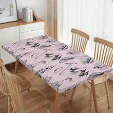 1 Set Of Camping Table And Chairs With Beautiful Camping Pattern, Arranged In A Circle, Firmly Placed On The Table, Covered With Elastic Fabric, And Installed With Camping Tablecloth