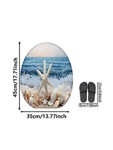 1pc/3pcs Ocean Coastal Starfish Beach Pattern Bath Mat, Soft Faux Wool 1200g/㎡ Polyester Fiber Bathroom Rug, 10mm Thick, TPR Non-Slip Bottom, Foldable Easy Care Carpet Mat, Modern Thick Absorbent Non-Slip Floor Mat, Decorative Carpet, Suitable For Bathroom, Toilet, Living Room, Indoor Entrance, Room Decor, Housewarming Gift, Holiday Gift - Multicolor - View 8