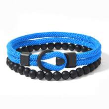 2pcs Men's Bracelet Set, Black Stone Elegant Men's Bracelet, Beaded Bracelet Strap With Powerful And Graceful Vibe, Suitable For Daily Stacking And Gift, Great For Friends - Two-piece Set Of Stones + Custom-made Buckle Bracelet - View 21