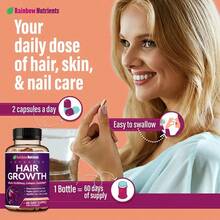 24-In-1 Advanced Hair Growth Vitamins | Biotin 10,000mcg, Collagen, Patented OptiMSM, GoMCT, Saw Palmetto | Naturally Regrow Stronger & Healthier Hair, Skin And Nails | Stops Hair Loss | 60 Day Supply - 1 chai - Xem 3