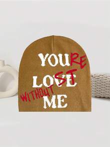 情人节情侣帽，时尚“你爱我”字母设计，秋冬户外骑行帽，保暖针织帽，Y2K街头风，秋冬美学 - YOU LOVE ME - 查看 7