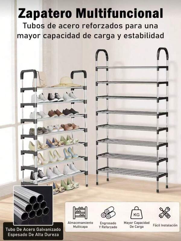 Organizador de zapateros de 6/7/8/9Niveles,Rack de Acero lnoxidable  Organizador de Zapatos Simple y Facil de Montar