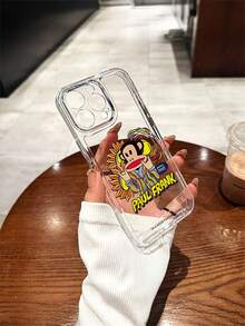 官方授权 Paul Frank 透明太空主题手机壳，全包式猴脸防摔摄像头保护套，猴子字母向日葵图案，全新，兼容 13/14/15/16/17 Pro Max - 彩色 - 查看 5