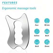 Large Stainless Steel Gua Sha Massage Tool - Gua Sha Massage Tool For Back, Legs, Arms, Upgraded Massage Tool - Silver - View 2