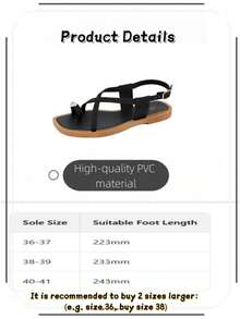 Women's Flat Sandals, Metallic Elegant Party Vacation Casual Beach Cute Fairy Wedding Outdoor Sexy Chinese Style Lovely Comfortable PVC Plastic Buckle Criss-Cross Flat Sandals, Suitable For Beach, Holiday, Wedding, School, Office, Home, Outdoor, Summer - Black - View 8