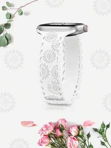 Correa de reloj con estampado de mariposa y girasol en relieve láser, suave y transpirable, para mujeres y hombres, compatible con Apple Watch de 38mm, 40mm, 41mm, 45mm, 44mm, 42mm, 46mm, 49mm, versátil para uso casual, fiesta, San Valentín, Año Nuevo, festivales, accesorio de repuesto - Piedra - Ver 16