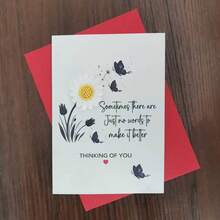 3D Flower "Thinking Of You" Greeting Card With Envelope, Sympathy Card, Thanksgiving Card, Valentine's Day Gift Card, Suitable For Parents, Friends, Loved Ones - Red - View 5