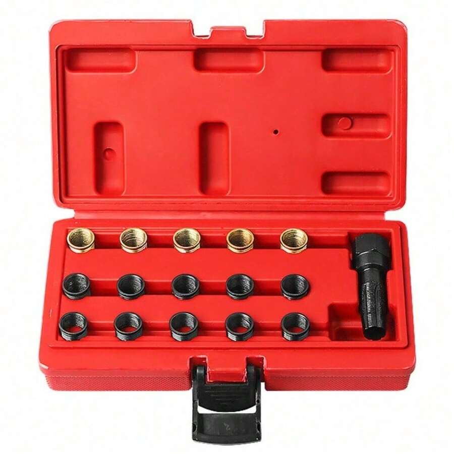 16X Spark Plug Rethread Kit Tool Spark Plug Spark Plug Repair Tap Tool Repair UK - Black - View 1