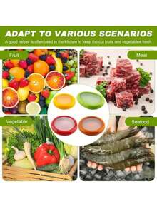 4pcs Silicone Fruit & Vegetable Preservation Containers Set, Portable, Stackable, Leak-Proof Food Storage Containers, Keeps Food Fresh And Organized In Refrigerator, Reusable With Lids - Multicolor - View 5