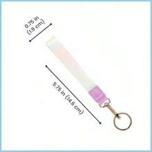 Bonito cordn de mueca para llaves/correa de mueca para mujer, para, pequea cartera y telfono/soporte de llavero corto esttico con cierre/accesorios hologrficos brillantes para nias color lila - inicial - Ver 3