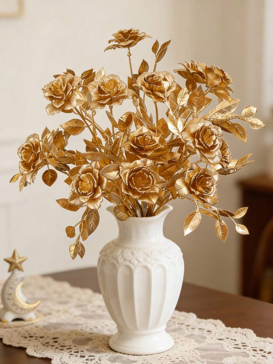 Bó hoa hồng vàng 5 bông trông như thật - Quà tặng Ngày Valentine & Trang trí tiệc, Thích hợp cho trang trí đám cưới, cắm hoa lối đi, trang trí nhà cửa, lễ tốt nghiệp, tiệc sinh nhật, lễ Phục sinh, Ngày của Cha, bó hoa cưới, trang trí phòng, trang trí nhà cửa, bó hoa, hoa nhân tạo, quà tặng cho phụ nữ, hoa giả, cây giả, trang trí phòng khách, quà sinh nhật, đồ dùng phòng ngủ, vật trang trí bàn, quà tặng bạn thân, trang trí nhà cửa, phụ kiện phòng ngủ - Hoa hồng vàng - Xem 1