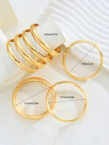 7 Peças/Conjunto Pulseira de Metal Vintage Elegante com Textura Martelada e Floral, Conjunto de Pulseiras Minimalistas de Alta Qualidade para Camadas, Adequado para Casais, Festas, Feriados, Presentes, Uso Diário, Ano Novo - Ouro amarelo - Visão 5