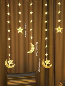 1pc 2.1m 72 LED Star & Moon String Lights, Battery Powered, Twinkle Lights, Home Decor LED Fairy Lights, Suitable For Room Wall, Bedroom, Wedding Party, Outdoor Garden Tree Decoration - 彩色 - 查看 7