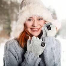 4 Pairs Fingerless Gloves with Cover Convertible Mittens Knitted Gloves Women Men - Azul marino, black, café, gris claro - Ver 7