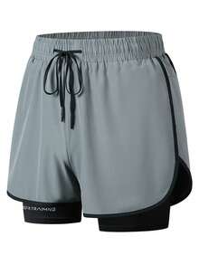 Women's Quick-Drying Yoga Shorts - Training Sports Shorts, Women's Stretch Fitness Pants Summer - Grey - View 5