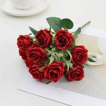 1/3/6pcs Artificial Rose Flower Bouquet, Bridal Bouquet, Home Living Room Dining Table Decor, Wedding Decoration, Home Floral Arrangement - Multicolor - View 14