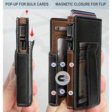 Men's Magnetic Flip Leather Wallet, Ultra-Slim Design, 10 Card Slots-The Perfect Gift For Men, An Ideal Choice For Valentine's Day Gifts Or Birthdays. - Black Brown - View 4