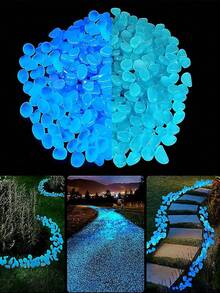 100-Piece New Fashion Glow-In-The-Dark Stones - Solar-Powered Luminous Garden Pebbles | Micro Landscape & Aquarium Decor, Outdoor Yard Lawn & Garden Set | Ideal For Walkway, Pool & Vase Filler, DIY Craft & Potted Plant Decoration - 隨機顏色 - 查看 11