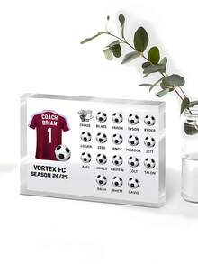 1pc Custom Text Personalized Soccer Gift, Thank You Gift From Team, Soccer Appreciation Gift, Soccer Plaque,Personalized Name/Team Name Jersey Trophy - Multicolor - View 5