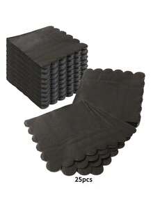 25 Stücke/Set, 50 Stücke/Set, 75 Stücke/Set burgunderrot & schwarze Einfarbige wellige Kanten dickere weiche Party Servietten, 2-lagige weiche Papierservietten, ungefaltete Größe 32cm*32cm, geeignet für: Hochzeit, Teegesellschaft, Geburtstagsfeier Dekoration, Party Dekoration, Party Zubehör, Feiertags Dekoration, Feiertags Zubehör - Zhu Mohei - Übersicht 11