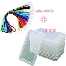 5/10个装透明翻盖卡套带挂绳，挂绳保护套，防丢塑料硬壳证件套 - 無色 - 查看 11