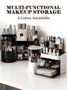 Rotating Makeup Organizer, 2 Tier Face Mask Skincare Organizers And Storage For Bathroom Countertop, Counter Cosmetic Holder For Dresser, Multi-Grid Storage With Brush Holder, Large Capacity Storage, White Bathroom Counter Organizer, Jewelry Organizer, Nail Polish Organizer, Pantry Organizers, Drawer Organizers, Snack Containers, Bathroom Organizer, Bath Toy Storage, Bathroom Decor, Bathroom Stuff Shower Curtain, Skincare Cream Perfume Lipstick Dresser Counter, Valentines Gift - 白色 - 查看 4